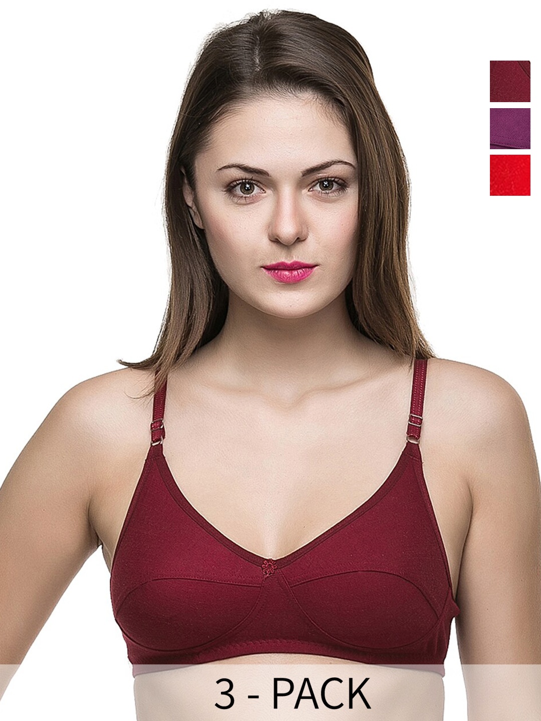 Docare Pack Of 3 Full Coverage Lightly Padded Cotton Everyday Bra With All Day Comfort, Red
Docare Pack Of 3 Full Coverage Lightly Padded Cotton Everyday Bra With All Day Comfort, Red