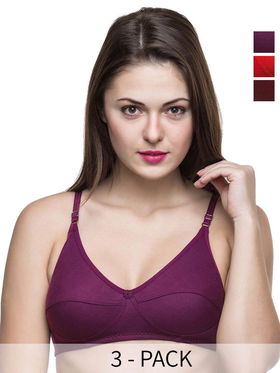 Docare Pack Of 3 Full Coverage Lightly Padded Cotton Everyday Bra With All Day Comfort, Maroon
Docare Pack Of 3 Full Coverage Lightly Padded Cotton Everyday Bra With All Day Comfort, Maroon