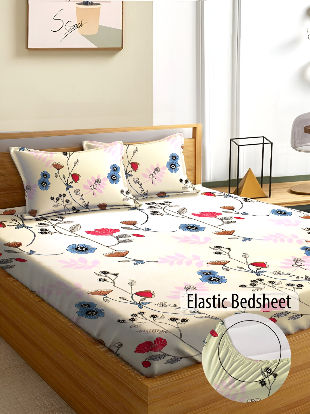 Aura Cream Floral Printed Microfiber Fitted 180 TC Queen Bedsheet with 2 Pillow Covers
Aura Cream Floral Printed Microfiber Fitted 180 TC Queen Bedsheet with 2 Pillow Covers