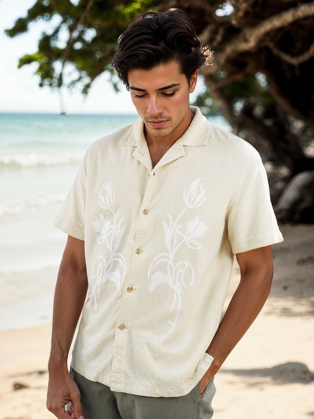 Celio Classic Floral Printed Spread Collar Short Sleeves Cotton Casual Shirt, Green
Celio Classic Floral Printed Spread Collar Short Sleeves Cotton Casual Shirt, Green