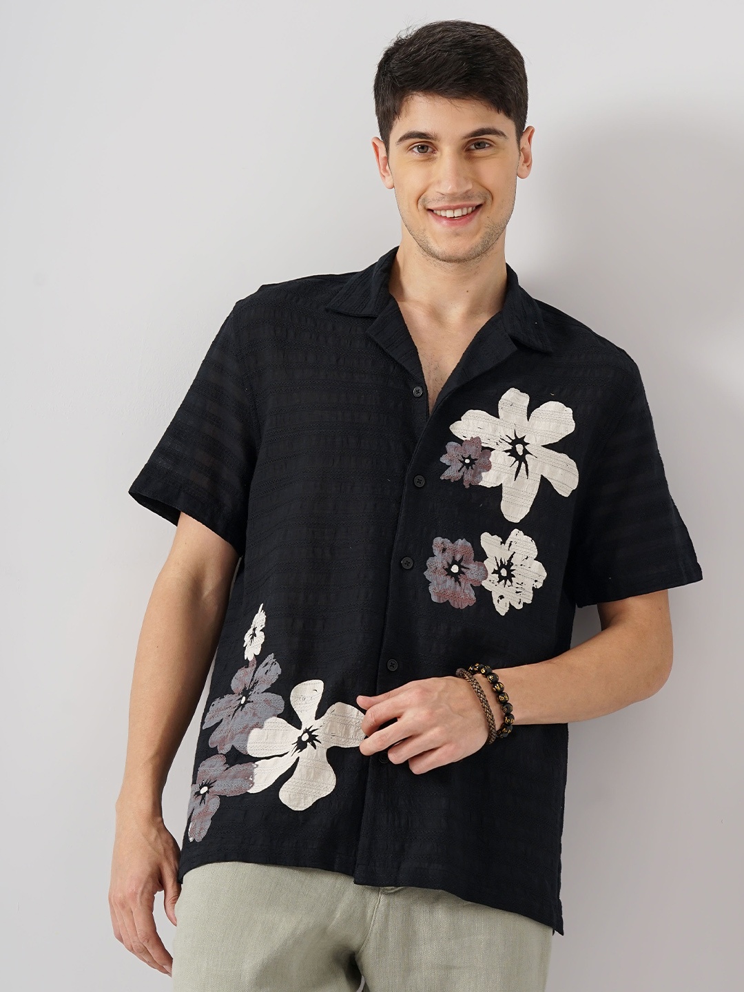 Celio Classic Floral Printed Cotton Spread Collar Straight Casual Shirt, Black
Celio Classic Floral Printed Cotton Spread Collar Straight Casual Shirt, Black