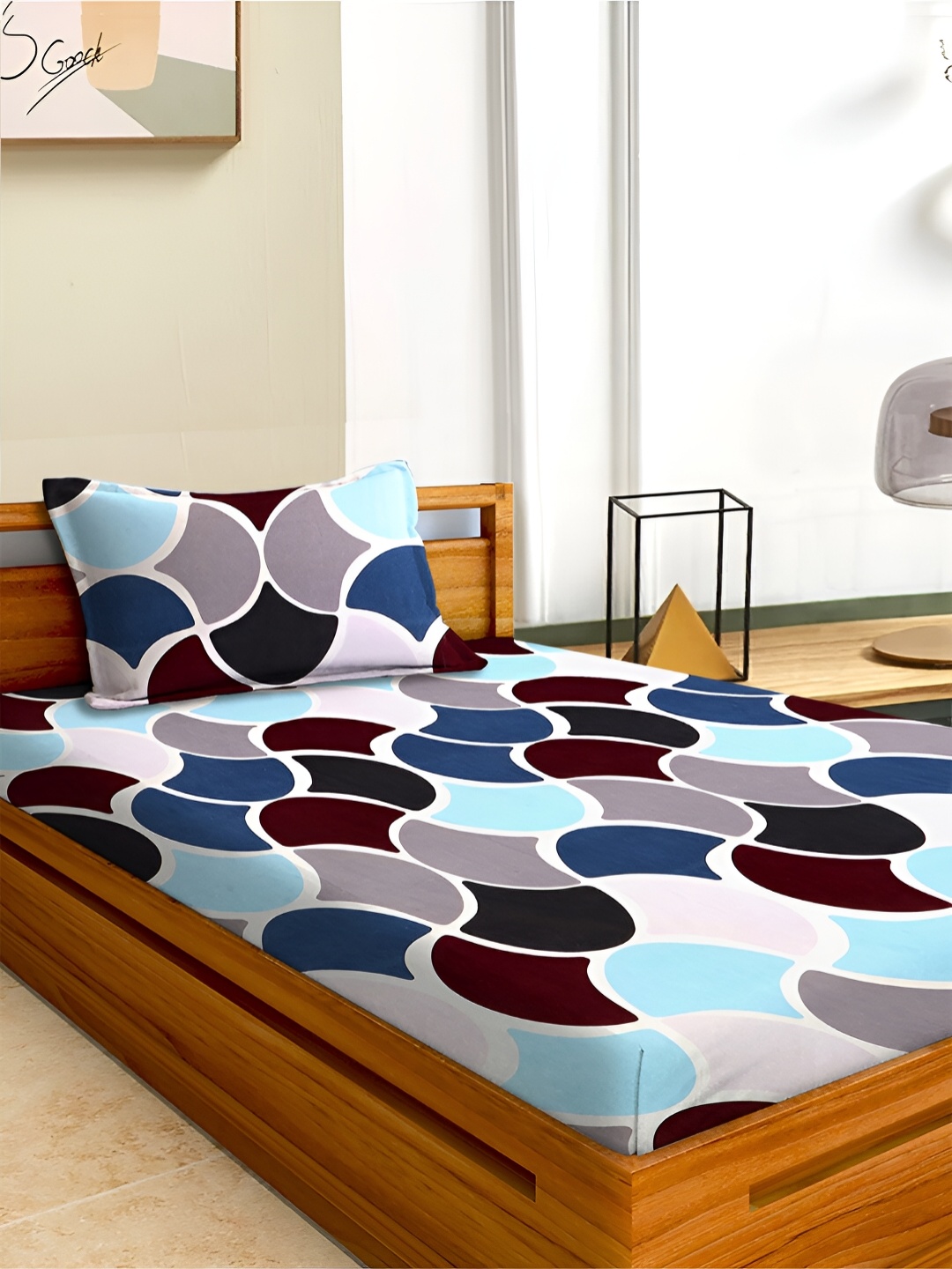 Aura Blue & Brown Geometric Microfiber Fitted 180 TC Single Bedsheet with 1 Pillow Covers
Aura Blue & Brown Geometric Microfiber Fitted 180 TC Single Bedsheet with 1 Pillow Covers
