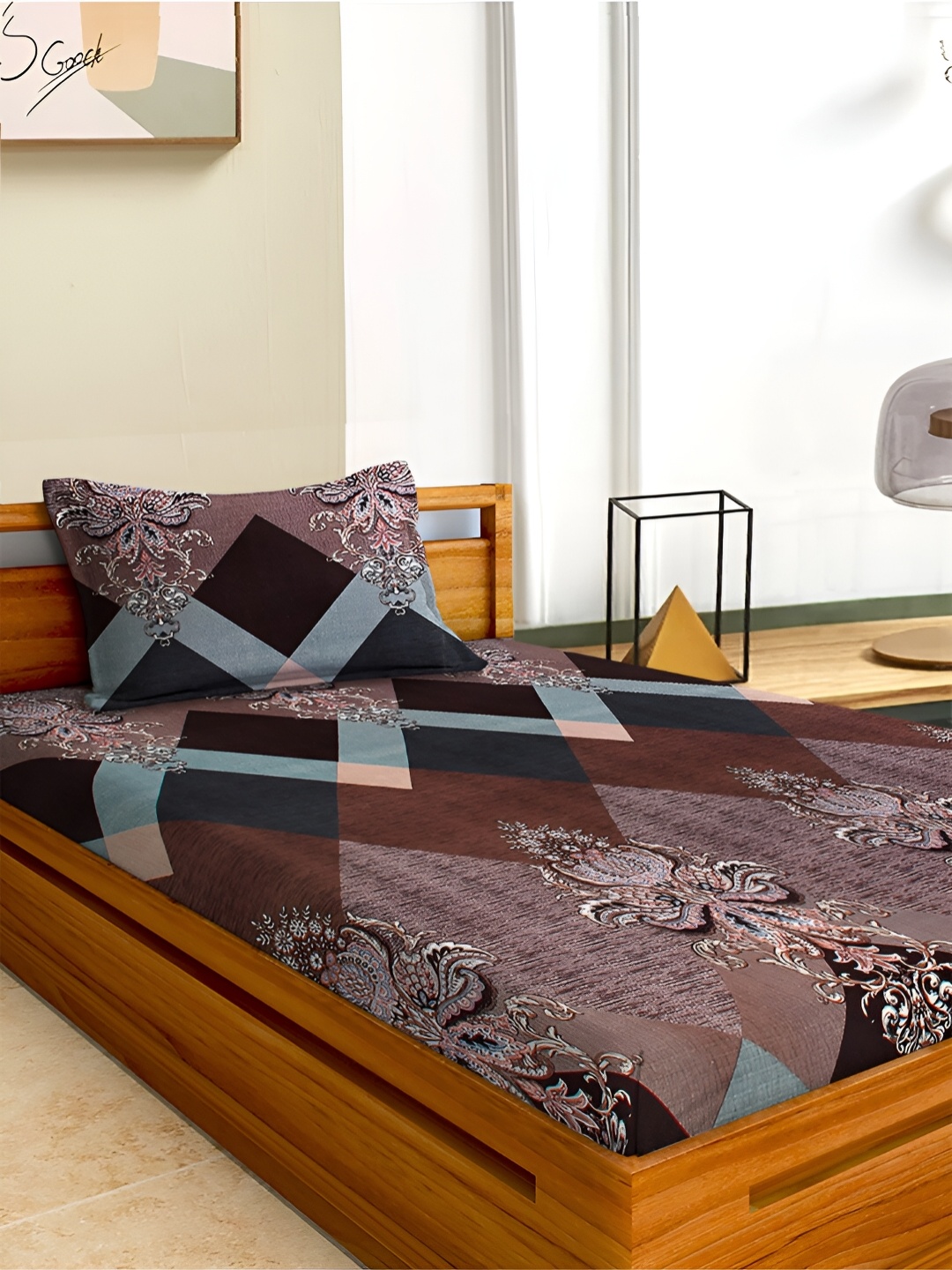 Aura Blue & Brown Geometric Microfiber 180 TC Single Bedsheet with 1 Pillow Covers
Aura Blue & Brown Geometric Microfiber 180 TC Single Bedsheet with 1 Pillow Covers
