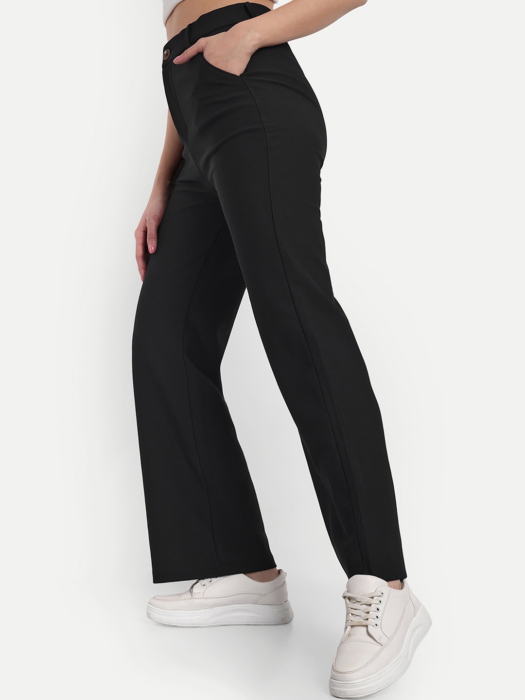 BROADSTAR Women Straight Fit High-Rise Stretchable Easy Wash Corduroy Parallel Trousers, Black
BROADSTAR Women Straight Fit High-Rise Stretchable Easy Wash Corduroy Parallel Trousers, Black