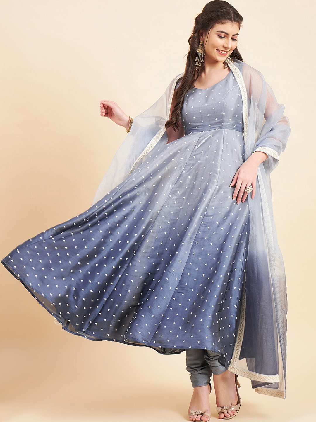 ADORNIA Embroidered Empire Sequinned Silk Crepe Kurta with Churidar & With Dupatta, Grey melange
ADORNIA Embroidered Empire Sequinned Silk Crepe Kurta with Churidar & With Dupatta, Grey melange