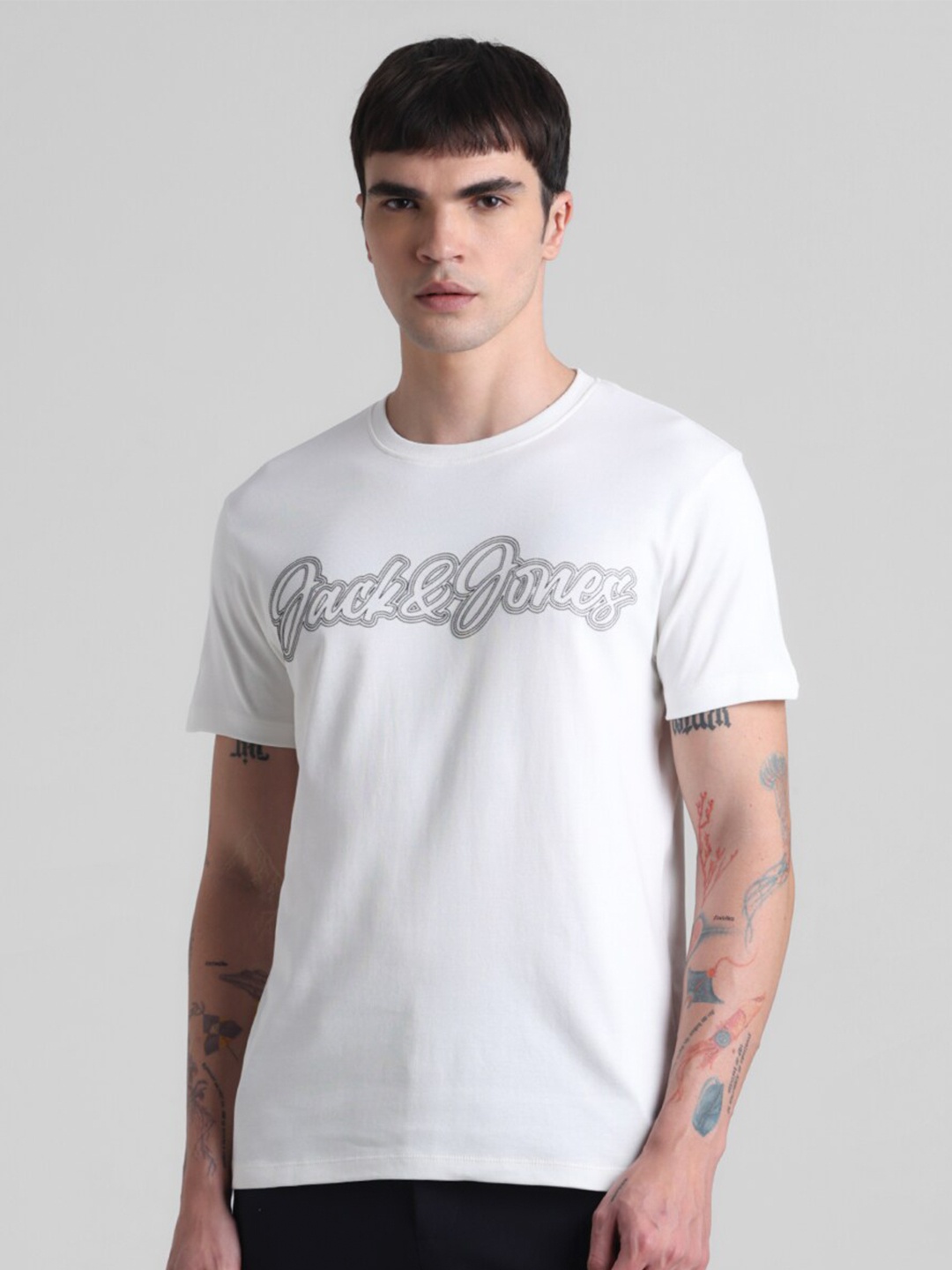 Jack & Jones Typography Applique Short Sleeves Round Neck Cotton Slim Fit T-shirt, White
Jack & Jones Typography Applique Short Sleeves Round Neck Cotton Slim Fit T-shirt, White
