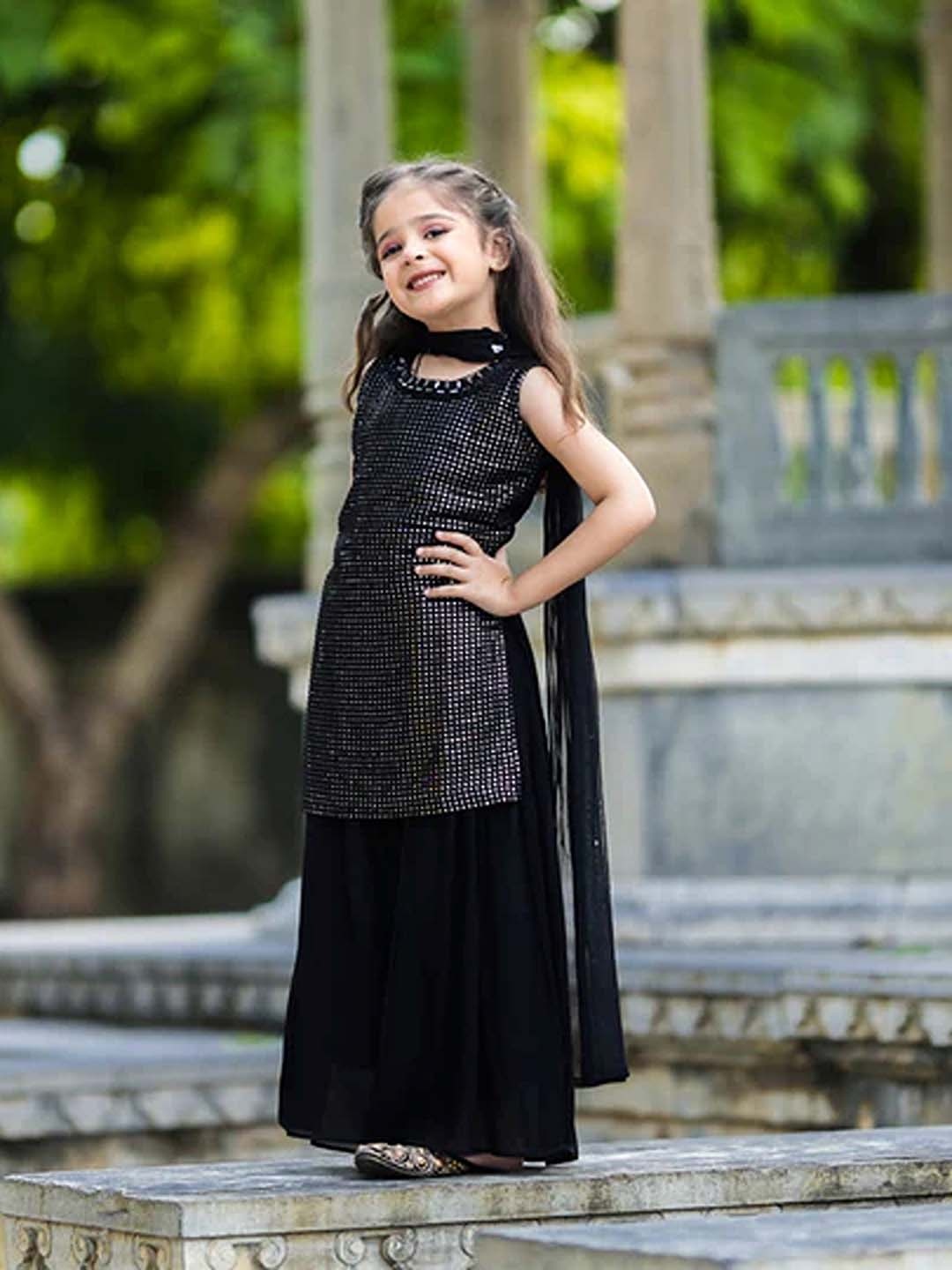 BAESD Girls Embroidered Regular Mirror Work Kurta with Palazzos & With Dupatta, Black
BAESD Girls Embroidered Regular Mirror Work Kurta with Palazzos & With Dupatta, Black