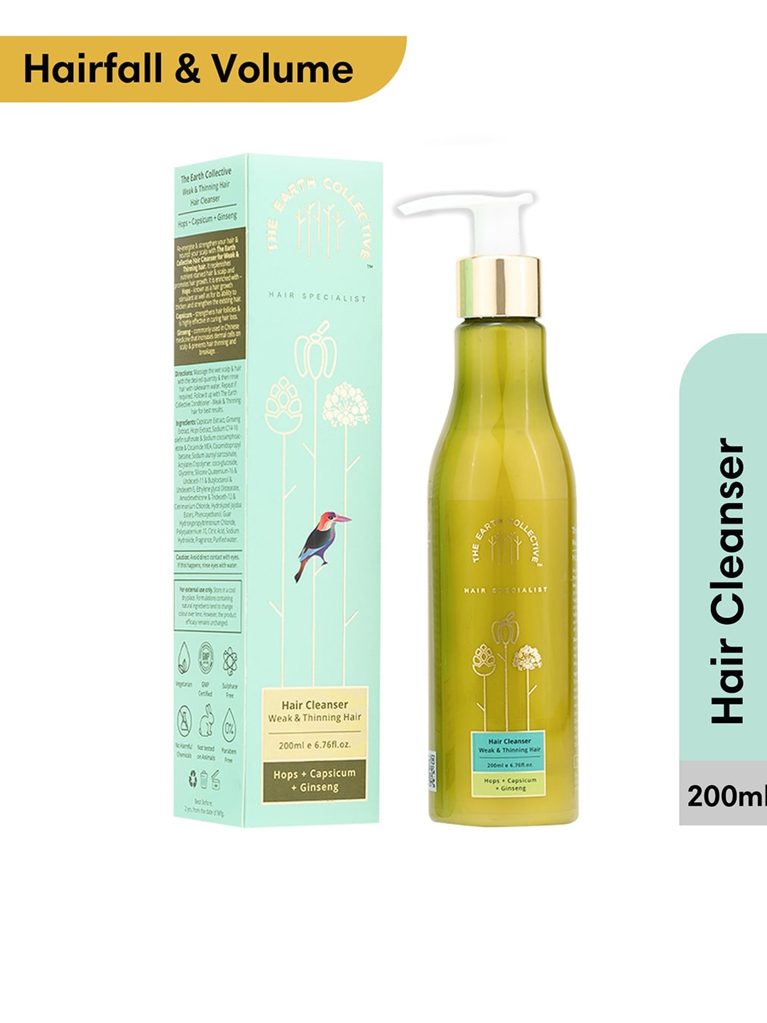 The Earth Collective Hair Specialist Hair Cleanser For Weak & Thinning Hair - 200ml, Green
The Earth Collective Hair Specialist Hair Cleanser For Weak & Thinning Hair - 200ml, Green