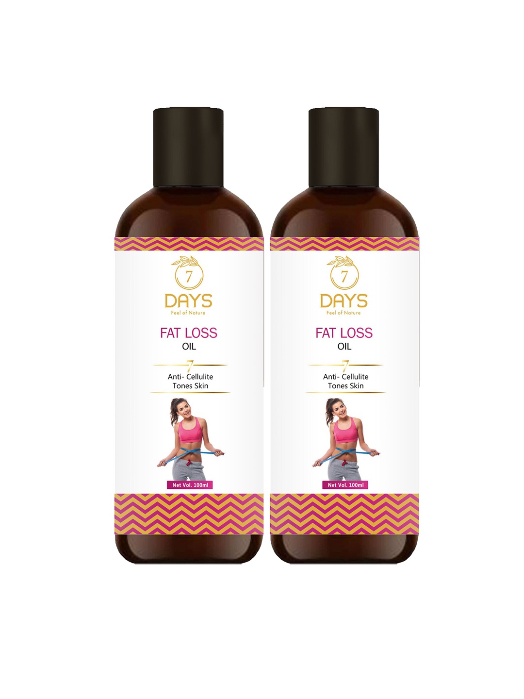 7 DAYS Set Of 2 Feel Of Nature 7 Anti-Cellulite Fat Loss Oil To Tone Skin - 100ml Each, Brown
7 DAYS Set Of 2 Feel Of Nature 7 Anti-Cellulite Fat Loss Oil To Tone Skin - 100ml Each, Brown