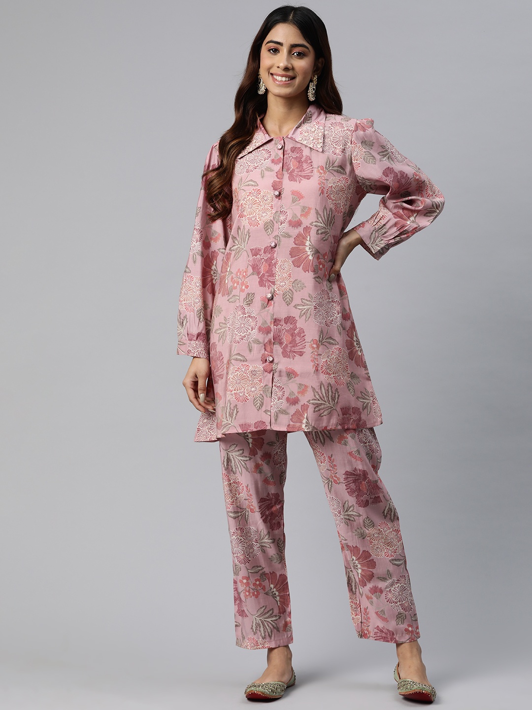 Readiprint Fashions Floral Print Beads & Stones Pure Silk Tunic with Trousers, Pink
Readiprint Fashions Floral Print Beads & Stones Pure Silk Tunic with Trousers, Pink