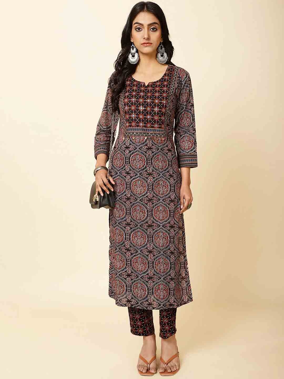 Meena Bazaar Ethnic Motifs Printed Regular Straight Kurta with Trousers & Dupatta, Black
Meena Bazaar Ethnic Motifs Printed Regular Straight Kurta with Trousers & Dupatta, Black