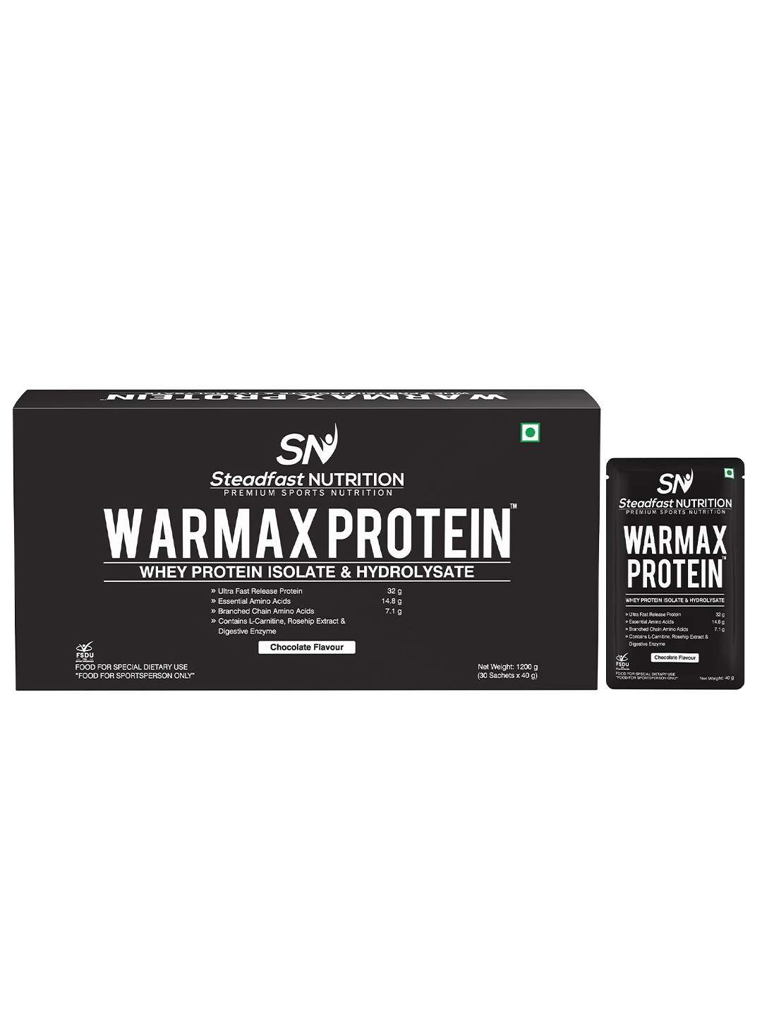 Steadfast Nutrition Warmax Protein Warrior Inside You Sachets Chocolate 30 Sachets 1200g, Black
Steadfast Nutrition Warmax Protein Warrior Inside You Sachets Chocolate 30 Sachets 1200g, Black
