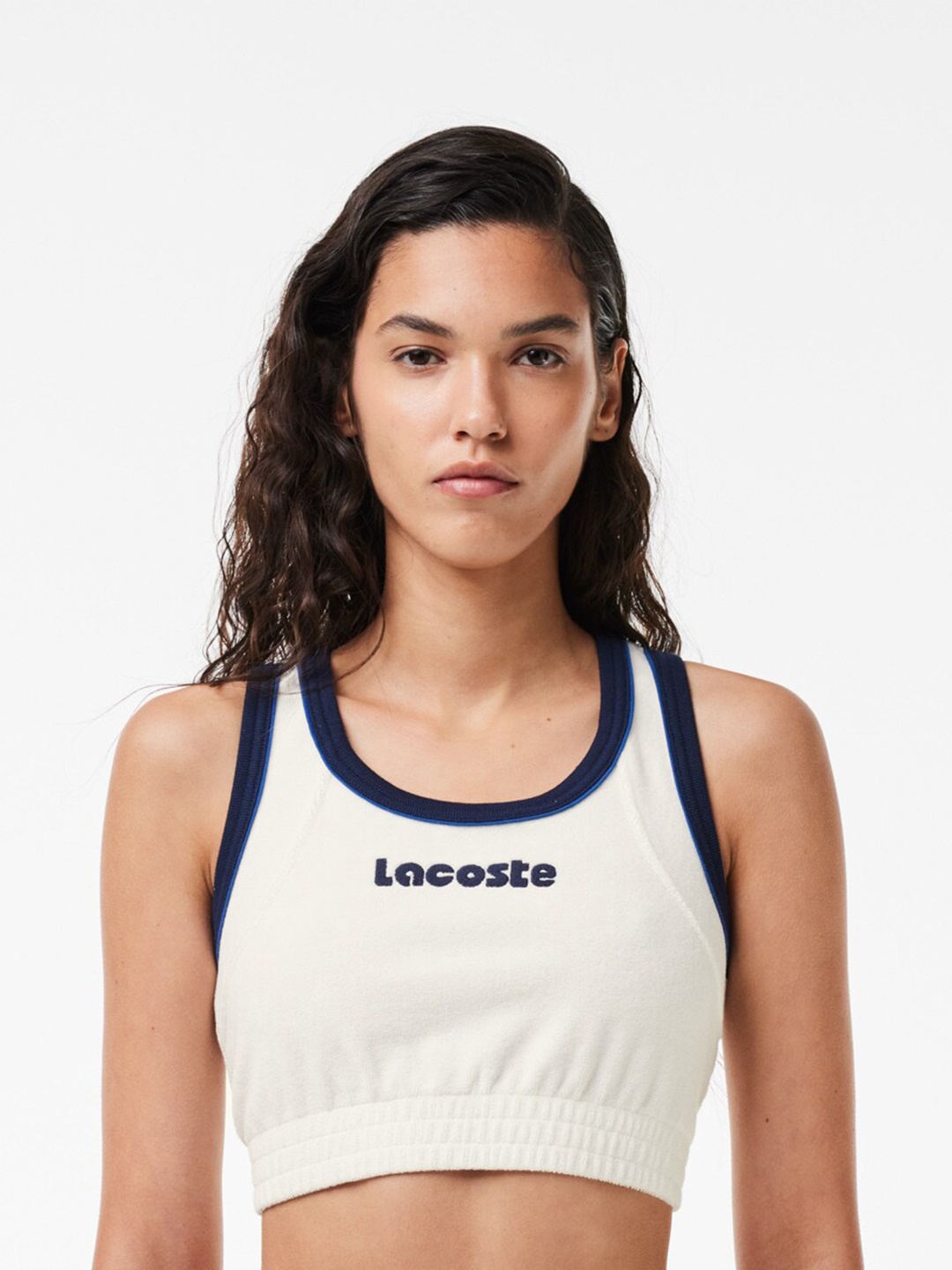 Lacoste Typography Printed Round Neck Sleeveless Cotton Slim Fit Bralette T-shirt, White
Lacoste Typography Printed Round Neck Sleeveless Cotton Slim Fit Bralette T-shirt, White