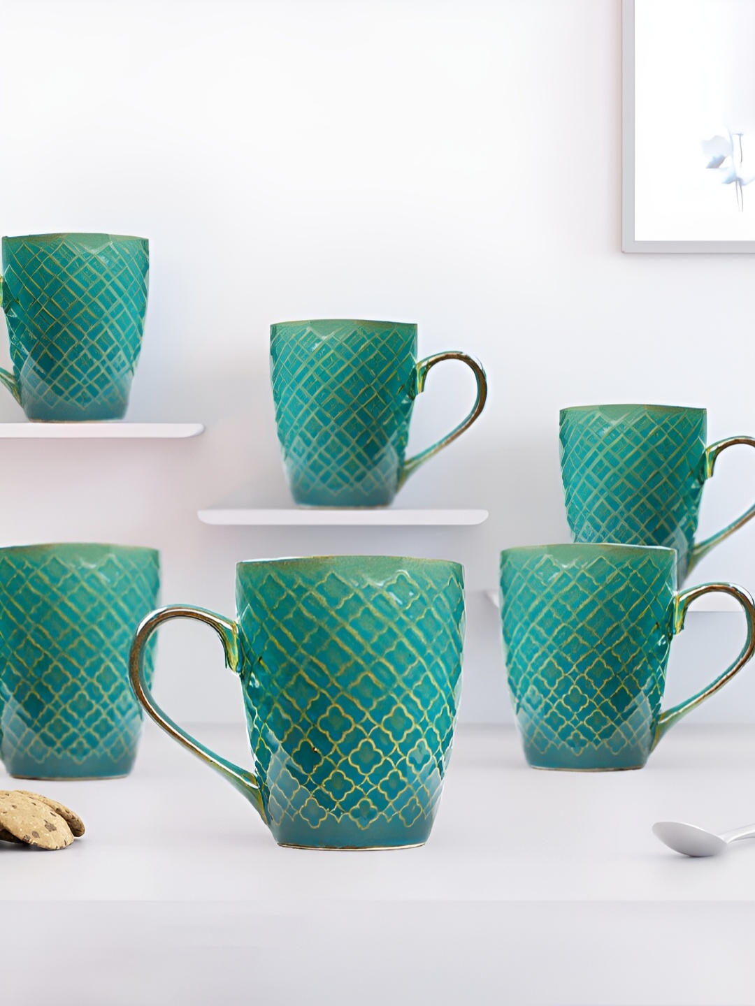 The Earth Store Green 6 Pcs Textured Microwave Safe Glossy Finish Ceramic Mugs 300 ml Each
The Earth Store Green 6 Pcs Textured Microwave Safe Glossy Finish Ceramic Mugs 300 ml Each