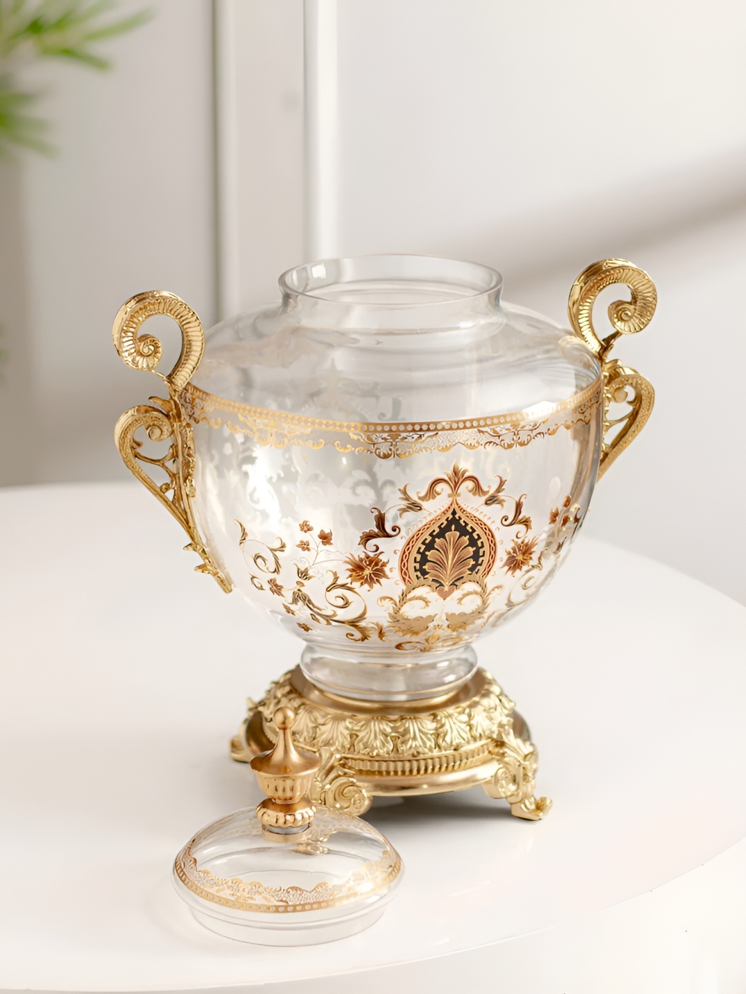 THEDECORKART Transparent & Yellow Glass Medium Darius Ornamental Lidded Jar Showpiece
THEDECORKART Transparent & Yellow Glass Medium Darius Ornamental Lidded Jar Showpiece