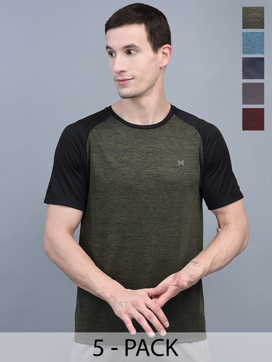 Force NXT Men Pack Of 5 Colourblocked Round Neck Anti Viral Anti Odour Cool Sports Tshirts, Blue
Force NXT Men Pack Of 5 Colourblocked Round Neck Anti Viral Anti Odour Cool Sports Tshirts, Blue