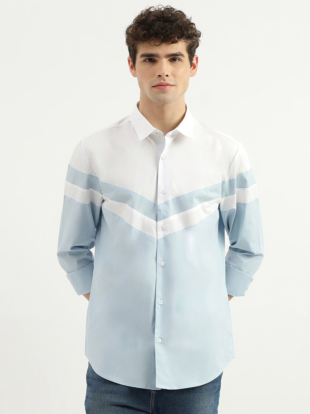 United Colors of Benetton Slim Fit Colourblocked Spread Collar Long Sleeves Formal Shirt, Blue
United Colors of Benetton Slim Fit Colourblocked Spread Collar Long Sleeves Formal Shirt, Blue