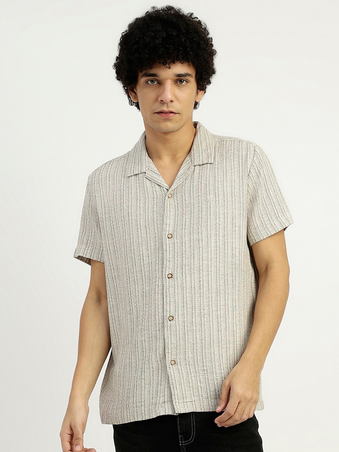 United Colors of Benetton Striped Textured Spread Collar Short Sleeves Casual Shirt, Grey
United Colors of Benetton Striped Textured Spread Collar Short Sleeves Casual Shirt, Grey