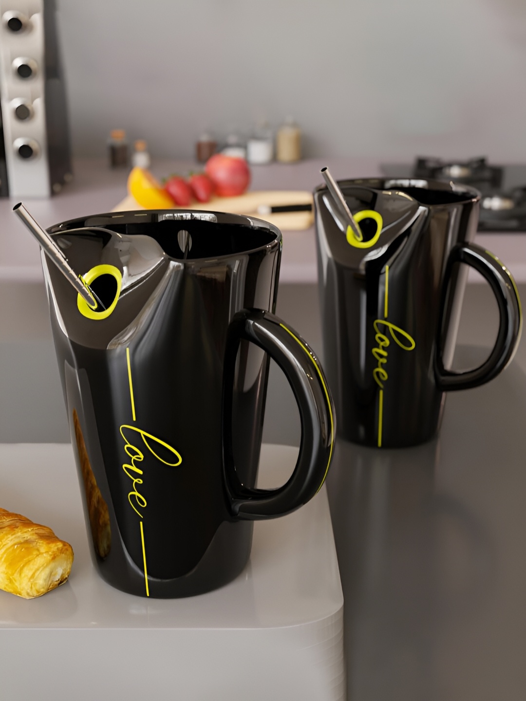 The Earth Store Black 2 Pieces Printed Microwave Safe Ceramic Mugs With Straw 460 ml Each
The Earth Store Black 2 Pieces Printed Microwave Safe Ceramic Mugs With Straw 460 ml Each