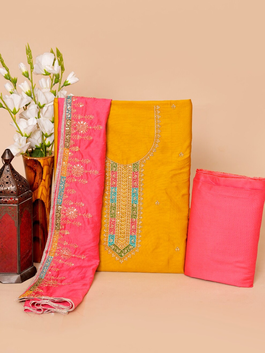 JC4U Ethnic Motifs Embroidered Sequinned Detailed Cotton Silk Unstitched Dress Material, Mustard
JC4U Ethnic Motifs Embroidered Sequinned Detailed Cotton Silk Unstitched Dress Material, Mustard