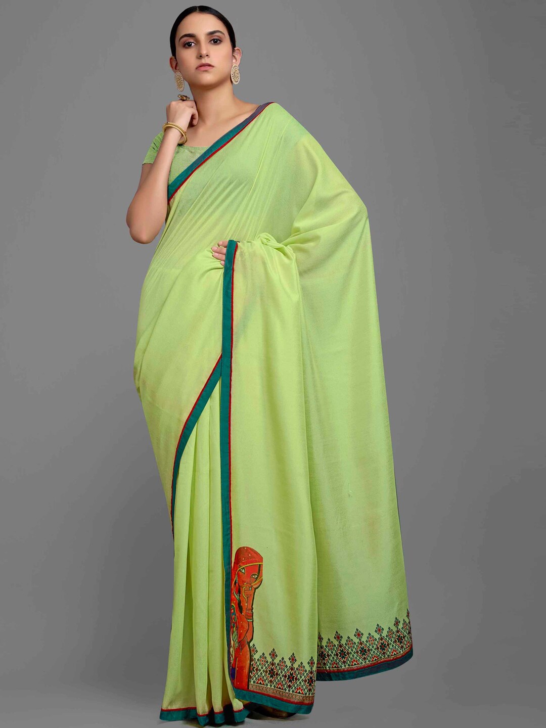 Shaily Pure Georgette Saree, Green