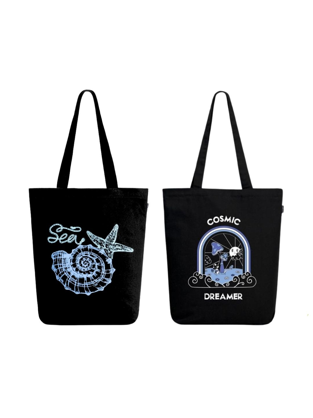 EcoRight Unisex Set Of 2 Cosmic Dreamer & Star Shell Printed Lightweight Cotton Tote Bags, Black
EcoRight Unisex Set Of 2 Cosmic Dreamer & Star Shell Printed Lightweight Cotton Tote Bags, Black