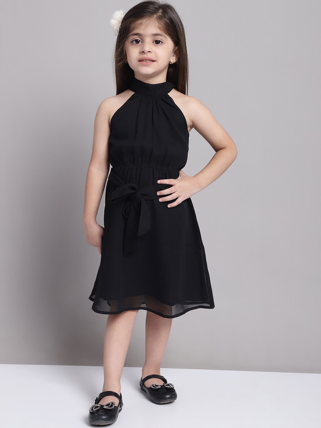 MINI & MING Girls Round Neck Sleeveless Waist Tie-Ups Georgette Fit & Flare Dress, Black
MINI & MING Girls Round Neck Sleeveless Waist Tie-Ups Georgette Fit & Flare Dress, Black