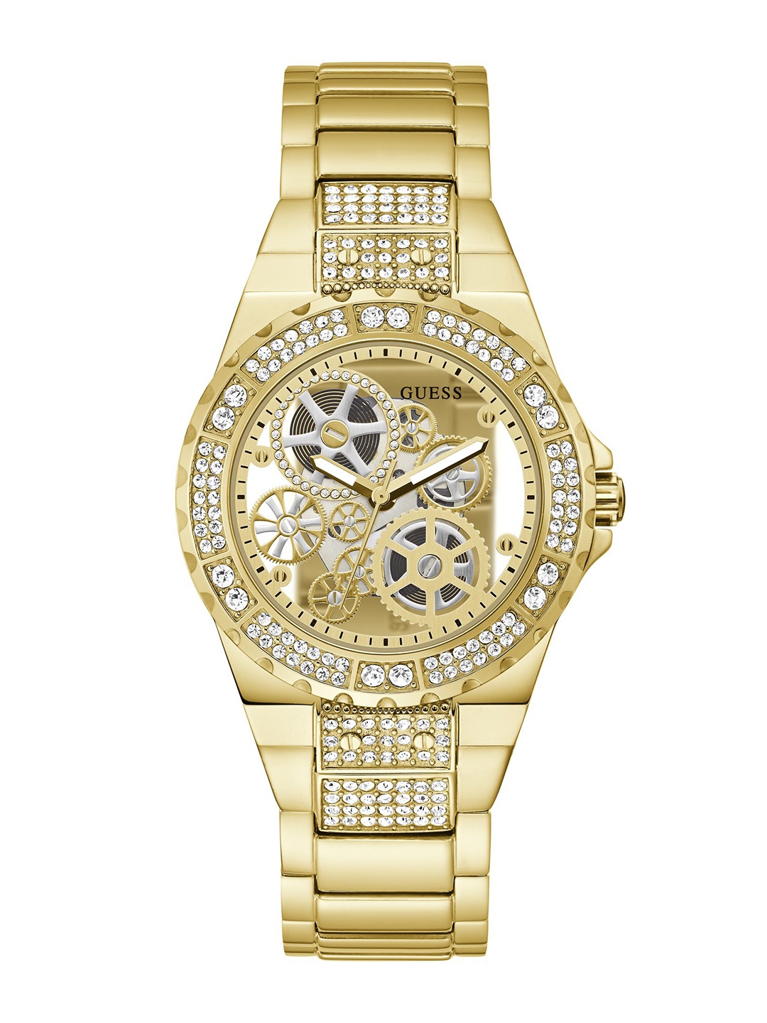 GUESS Women Stainless Steel Bracelet Style Straps Trend Reveal Analogue Watch- GW0302L2, Champagne
GUESS Women Stainless Steel Bracelet Style Straps Trend Reveal Analogue Watch- GW0302L2, Champagne