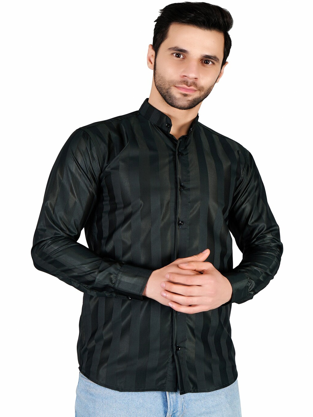 Bought First Premium Striped Mandarin Collar Long Sleeves Cotton Casual Shirt, Green
Bought First Premium Striped Mandarin Collar Long Sleeves Cotton Casual Shirt, Green