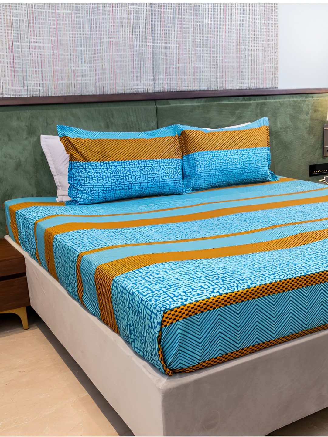 Chann Studio Blue Striped Microfiber 300 TC Fitted King Bedsheet With 2 Pillow Covers
Chann Studio Blue Striped Microfiber 300 TC Fitted King Bedsheet With 2 Pillow Covers