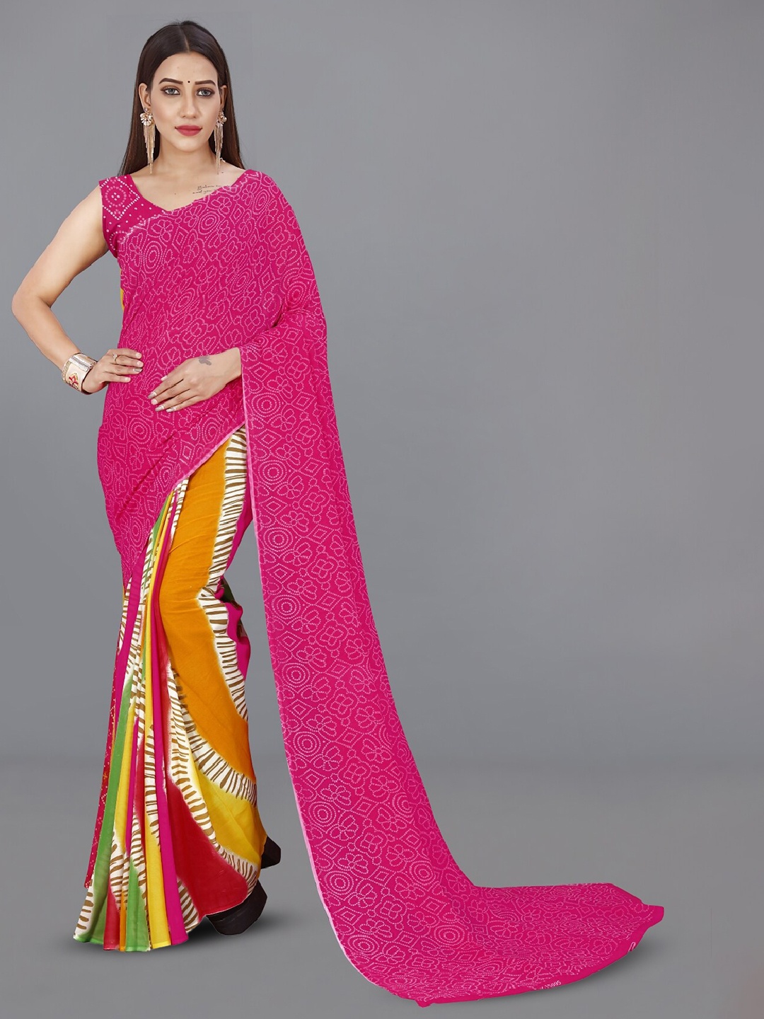 ANAND SAREES Colourblocked Saree, Pink