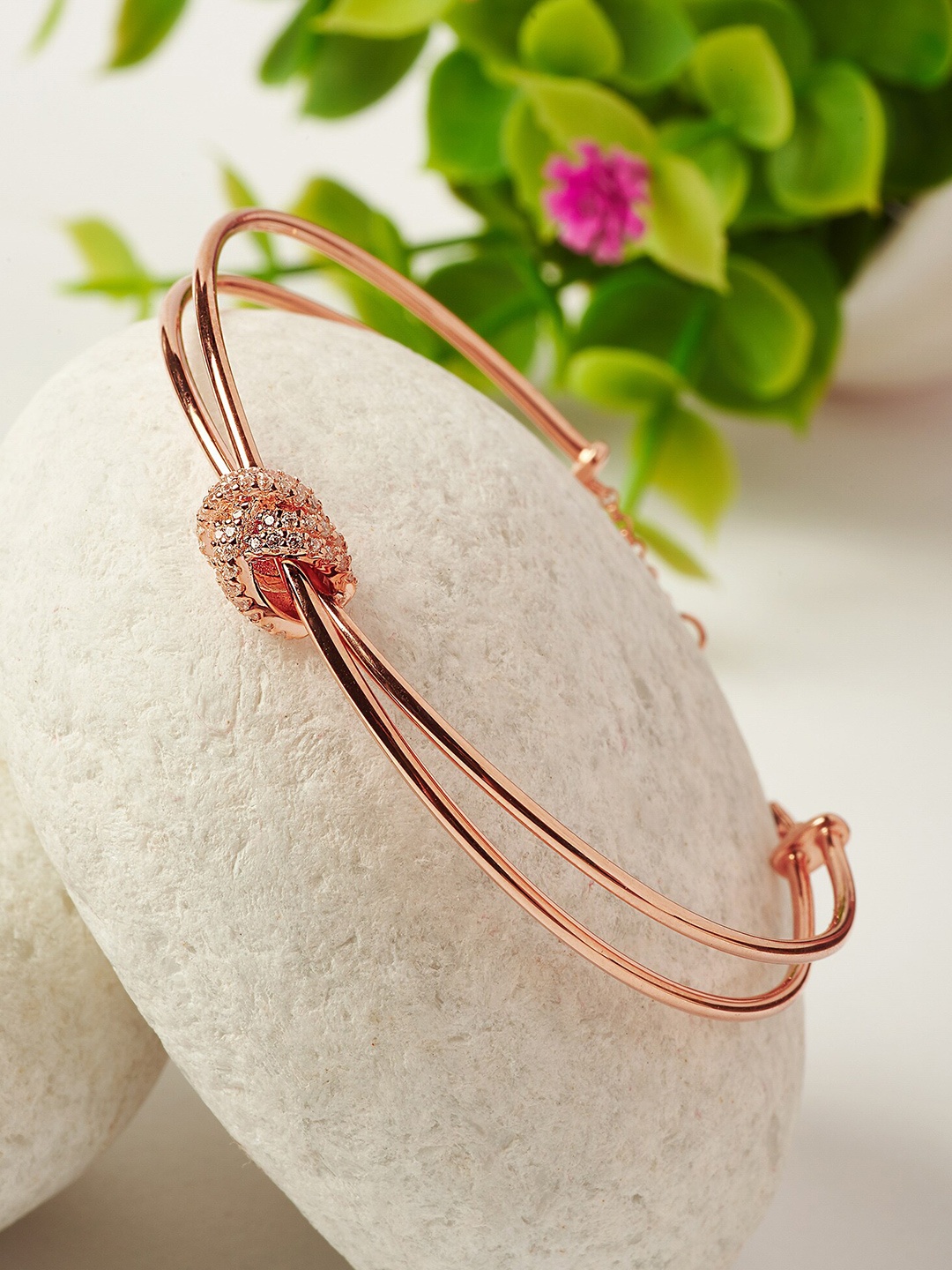 SILBERRY Women Rose Gold-Plated Sterling Silver Cubic Zirconia-Studded Kada Bracelet
SILBERRY Women Rose Gold-Plated Sterling Silver Cubic Zirconia-Studded Kada Bracelet