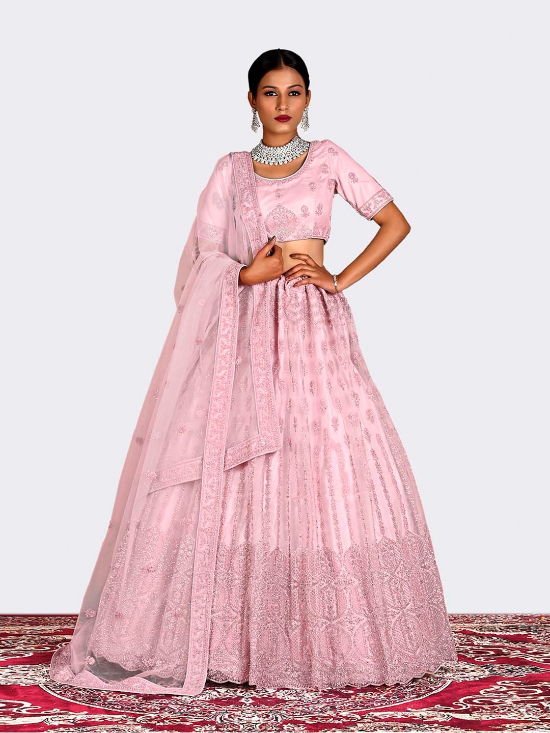 HALFSAREE STUDIO Embroidered Semi-Stitched Lehenga & Unstitched Blouse With Dupatta, Pink
HALFSAREE STUDIO Embroidered Semi-Stitched Lehenga & Unstitched Blouse With Dupatta, Pink