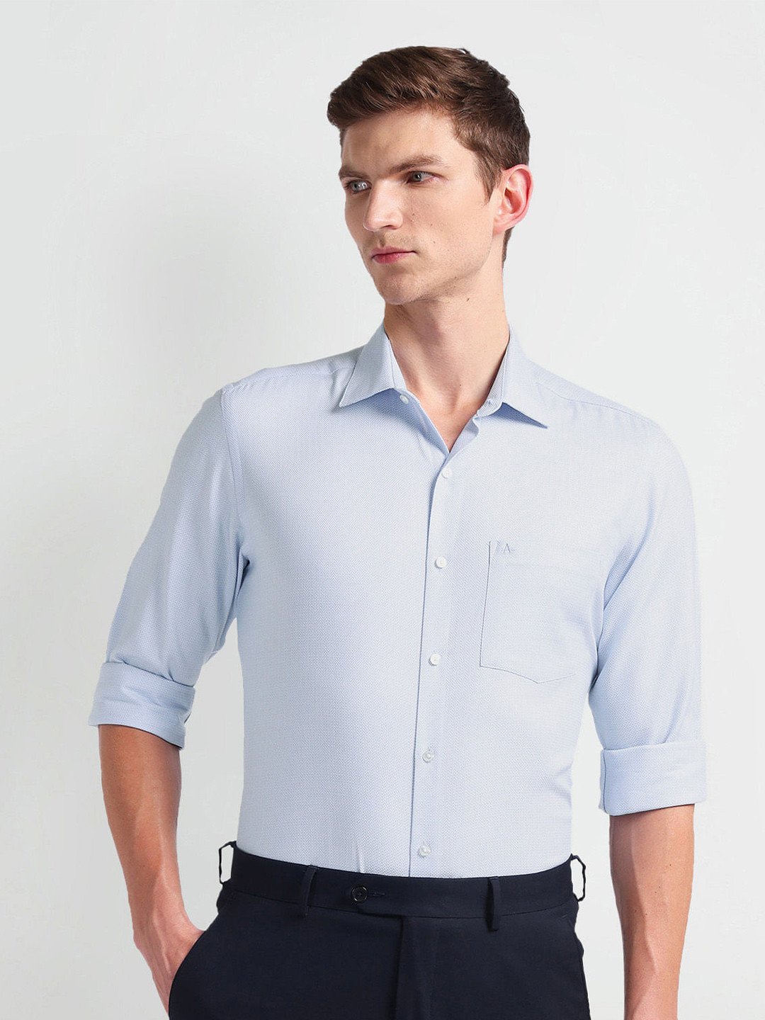 Arrow Classic Spread Collar Long Sleeves Regular Fit Self Design Textured Formal Shirt, Blue
Arrow Classic Spread Collar Long Sleeves Regular Fit Self Design Textured Formal Shirt, Blue