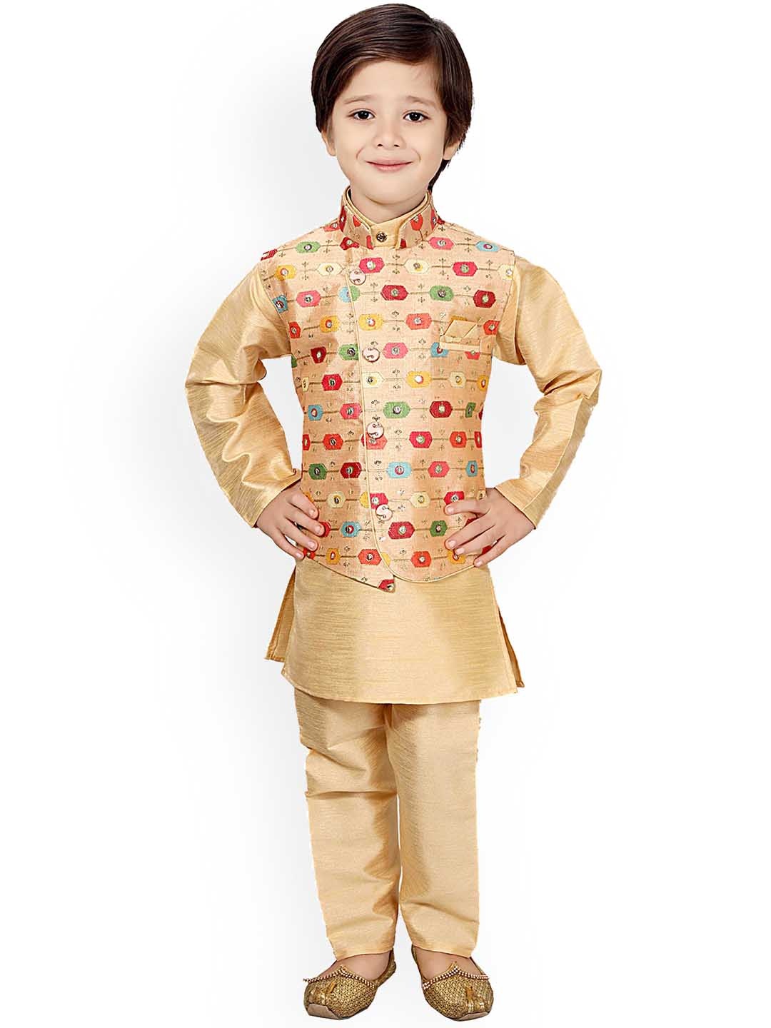 BAESD Boys Mandarin Collar Banarasi Silk Kurta With Pyjama & Waistcoat, Yellow
BAESD Boys Mandarin Collar Banarasi Silk Kurta With Pyjama & Waistcoat, Yellow