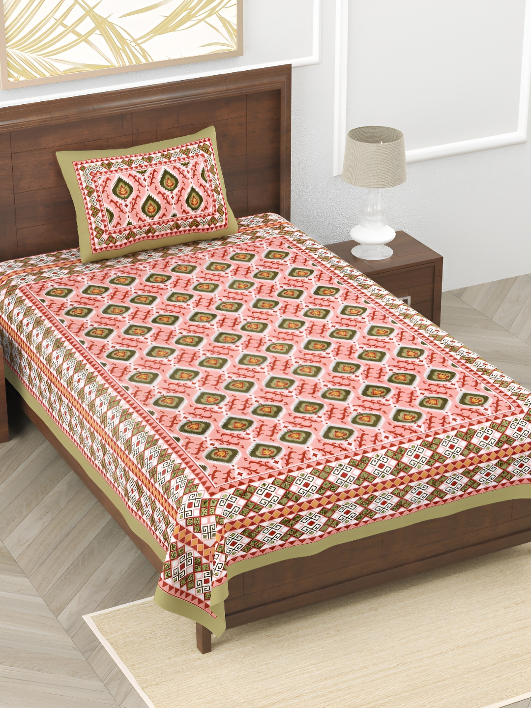 EasyGoods White & Pink Floral Pure Cotton 210 TC Single Bedsheet With 1 Pillow Cover
EasyGoods White & Pink Floral Pure Cotton 210 TC Single Bedsheet With 1 Pillow Cover