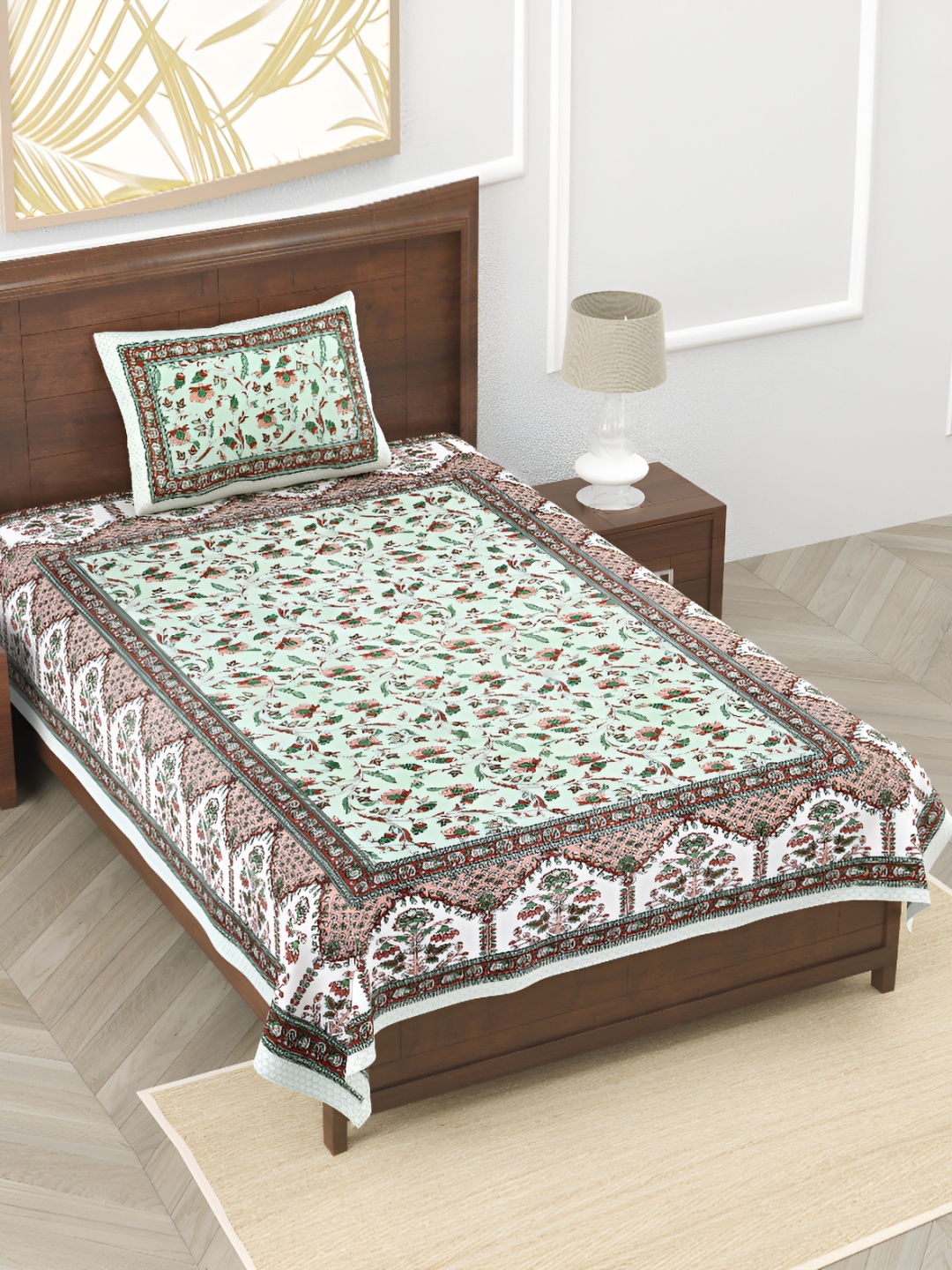 EasyGoods Green & White Floral Pure Cotton 210 TC Single Bedsheet With 1 Pillow Cover
EasyGoods Green & White Floral Pure Cotton 210 TC Single Bedsheet With 1 Pillow Cover