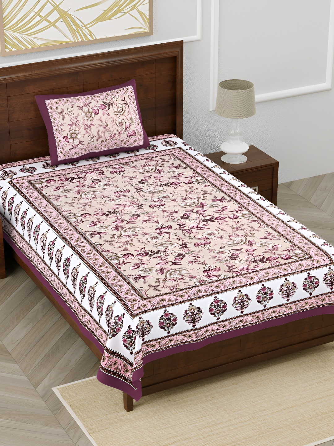 EasyGoods Beige & White Floral Pure Cotton 210 TC Single Bedsheet With 1 Pillow Cover
EasyGoods Beige & White Floral Pure Cotton 210 TC Single Bedsheet With 1 Pillow Cover
