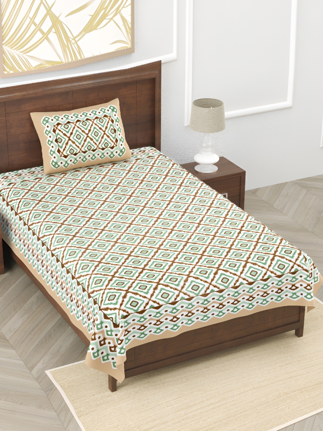 EasyGoods Green & White Geometric Pure Cotton 210 TC Single Bedsheet With 1 Pillow Cover
EasyGoods Green & White Geometric Pure Cotton 210 TC Single Bedsheet With 1 Pillow Cover