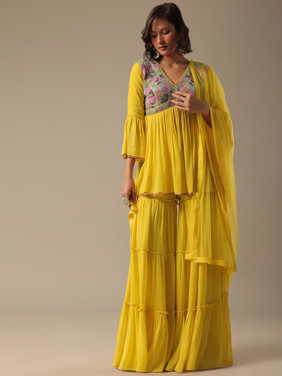 KALKI Fashion Women Yoke Design Pleated Thread Work Kurti with Sharara & With Dupatta, Yellow
KALKI Fashion Women Yoke Design Pleated Thread Work Kurti with Sharara & With Dupatta, Yellow