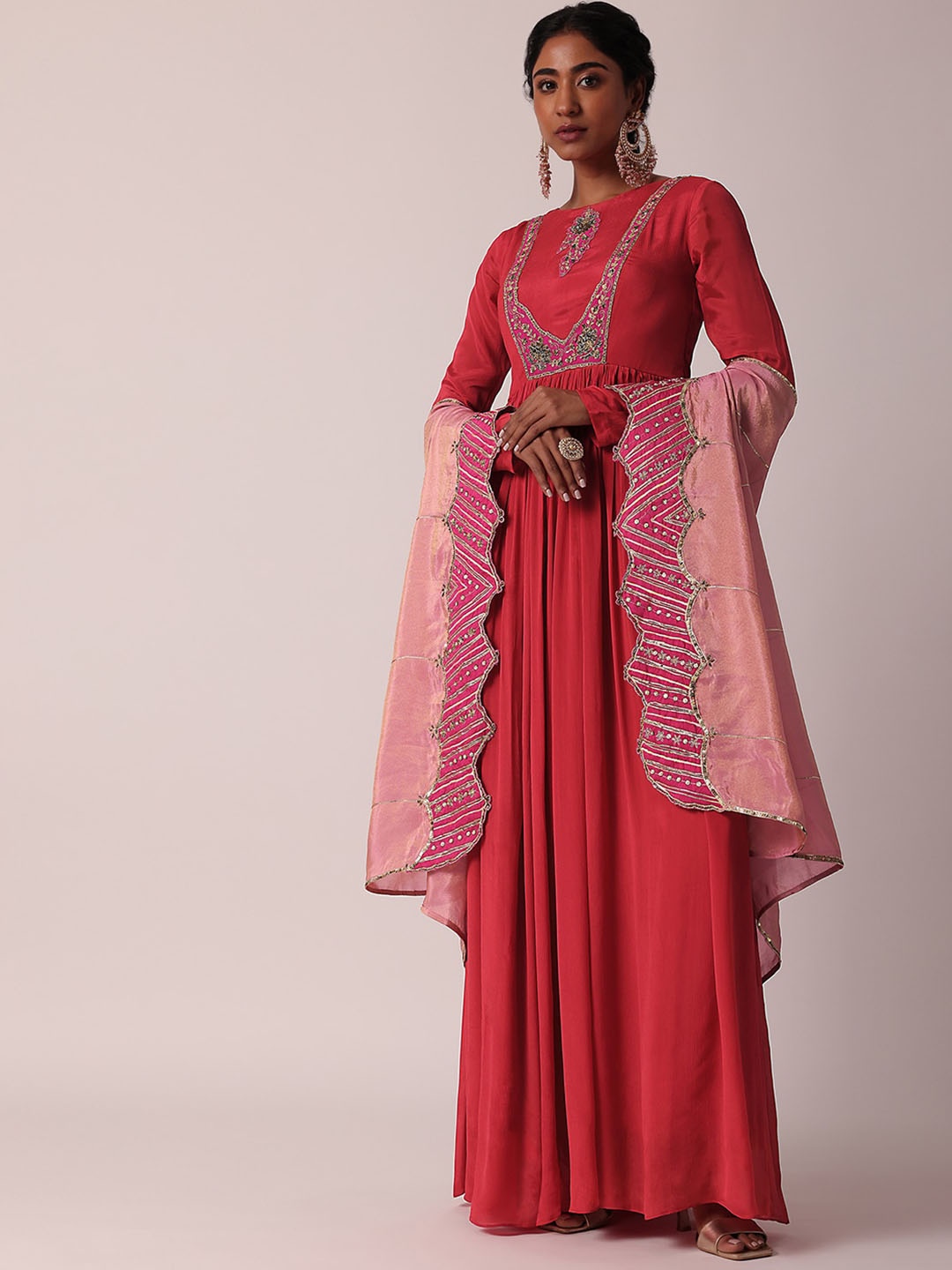 KALKI Fashion Women Ethnic Motifs Embroidered Angrakha Silk Chiffon Kurta with Trousers & With Dupatta, Red
KALKI Fashion Women Ethnic Motifs Embroidered Angrakha Silk Chiffon Kurta with Trousers & With Dupatta, Red