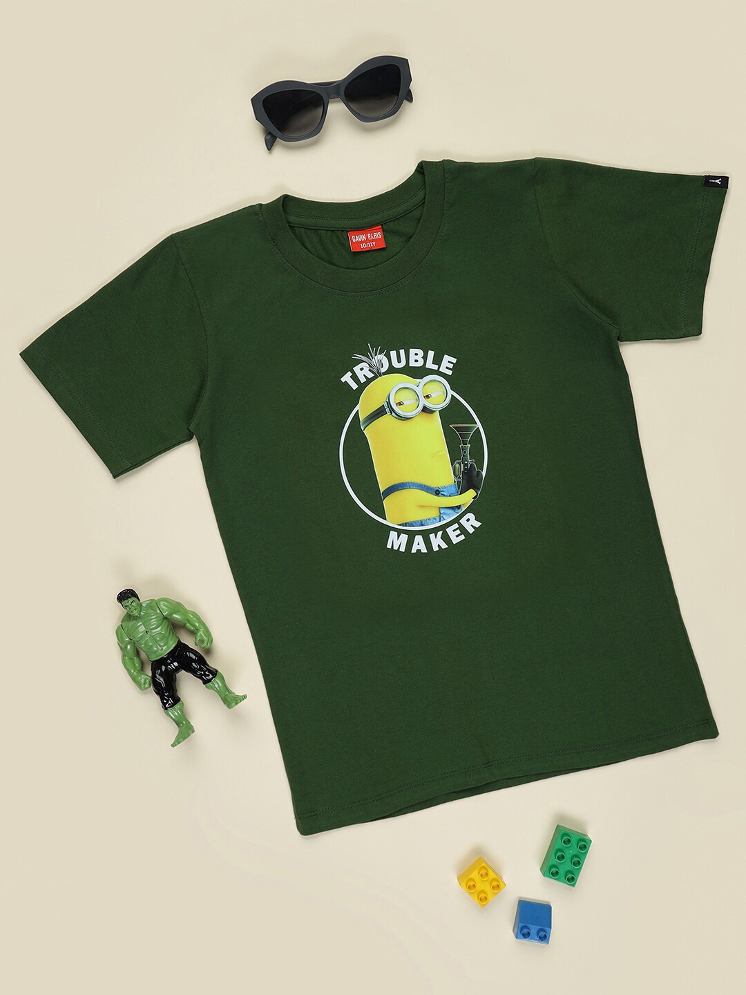 

Gavin Paris Boys Minions Printed Pure Cotton Bio Finish T-shirt, Green