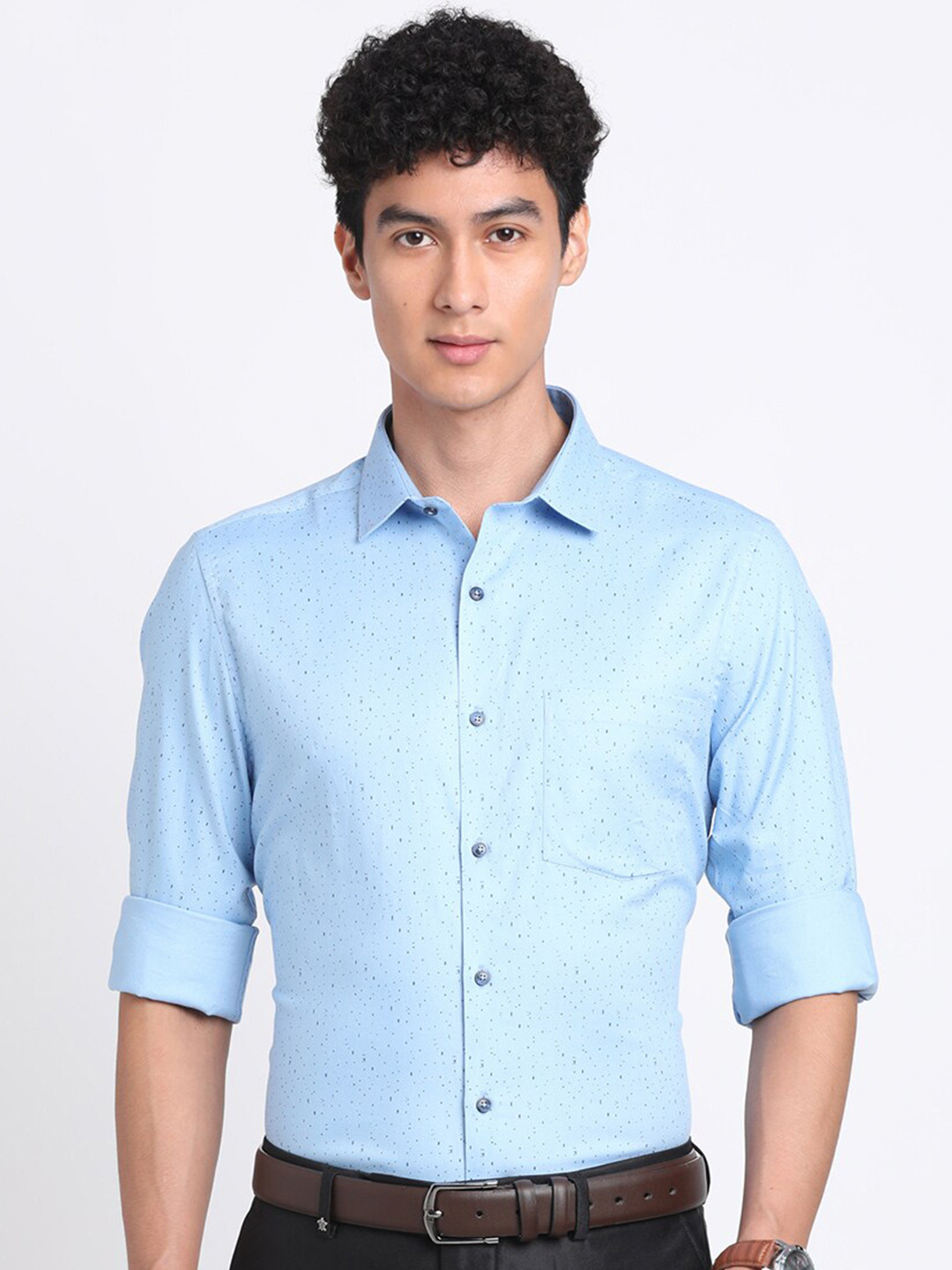 Turtle Classic Slim Fit Micro Ditsy Printed Pure Cotton Formal Shirt, Blue 
Turtle Classic Slim Fit Micro Ditsy Printed Pure Cotton Formal Shirt, Blue