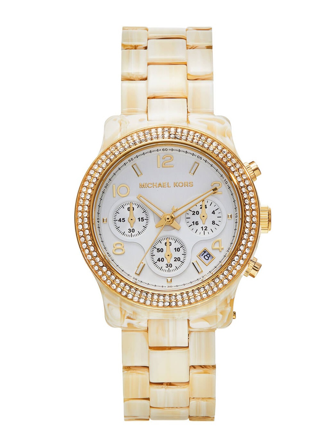 Michael Kors Women Embellished Dial Bracelet Style Straps Multi Function Watch MK7476, White
Michael Kors Women Embellished Dial Bracelet Style Straps Multi Function Watch MK7476, White