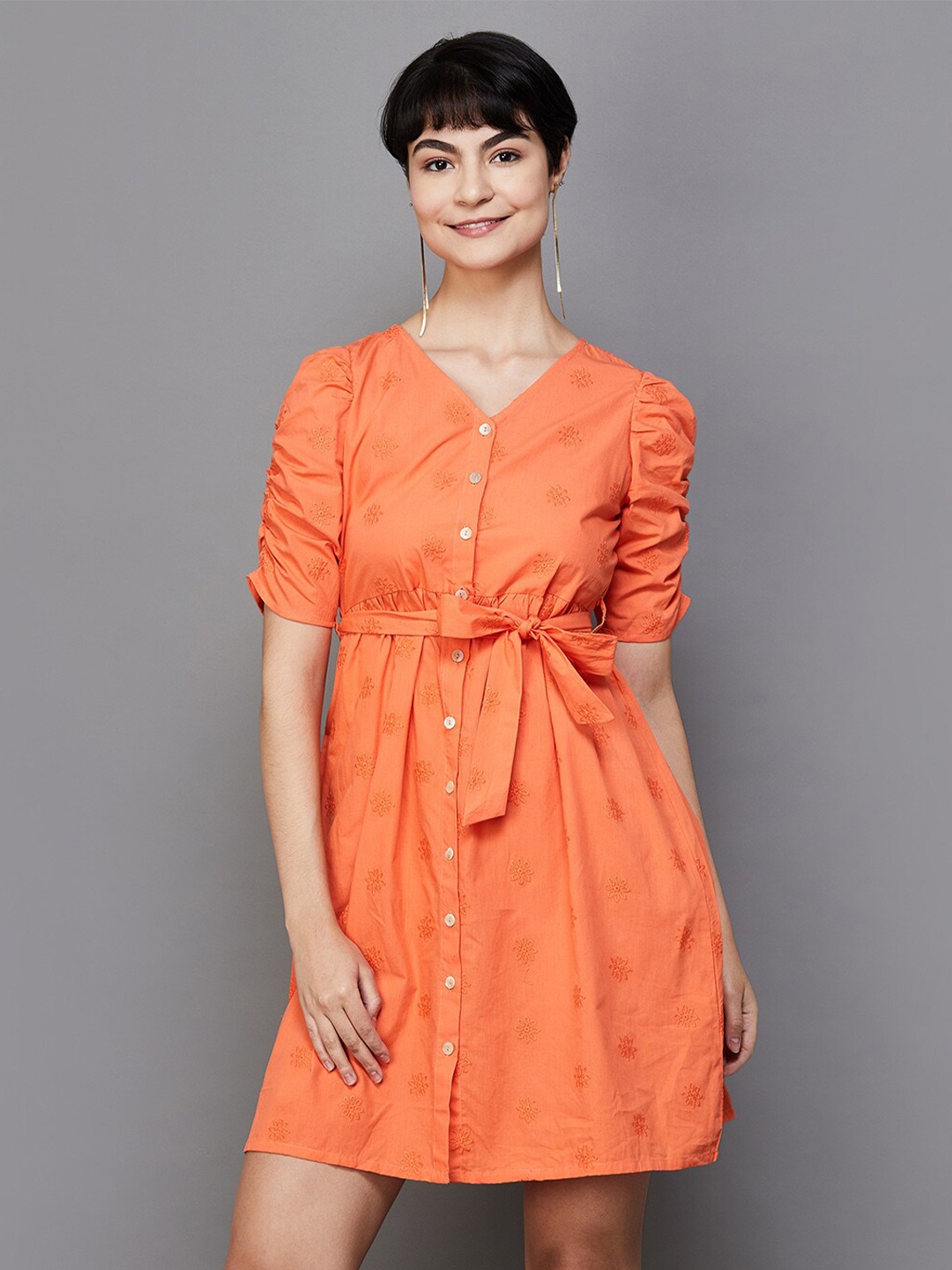 Fame Forever by Lifestyle Puff Sleeves Tie Ups Pure Cotton A-Line Midi Dress, Orange
Fame Forever by Lifestyle Puff Sleeves Tie Ups Pure Cotton A-Line Midi Dress, Orange