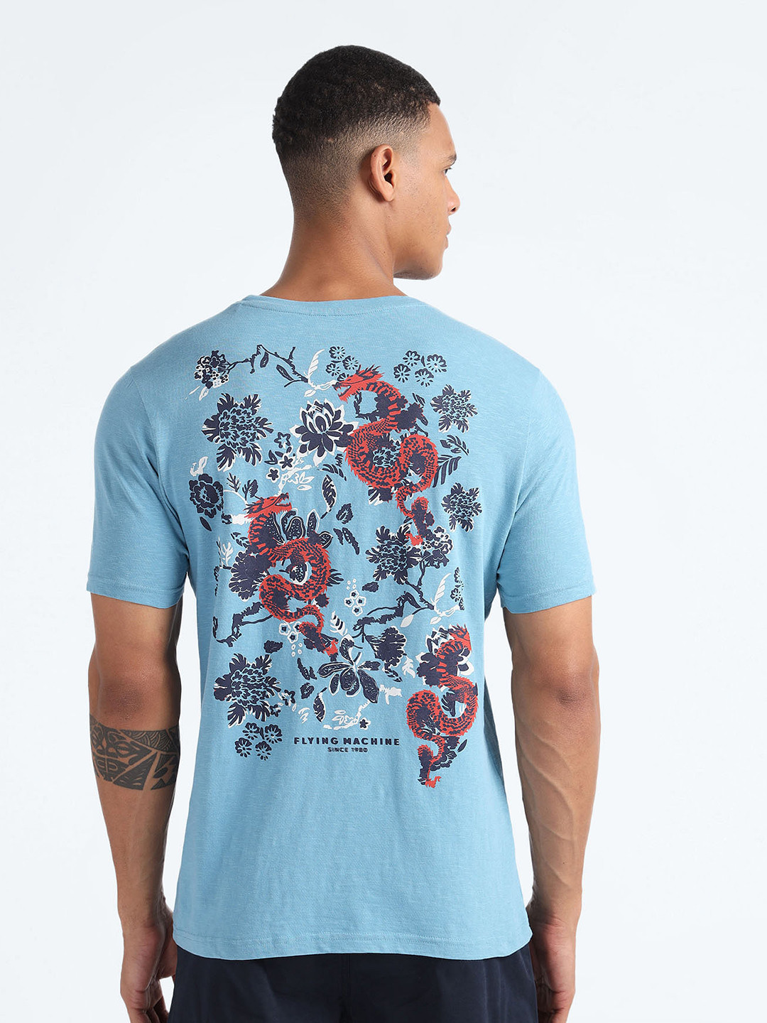 Flying Machine Graphic Printed Cotton Round Neck Short Sleeves Applique Casual T-shirt, Blue
Flying Machine Graphic Printed Cotton Round Neck Short Sleeves Applique Casual T-shirt, Blue