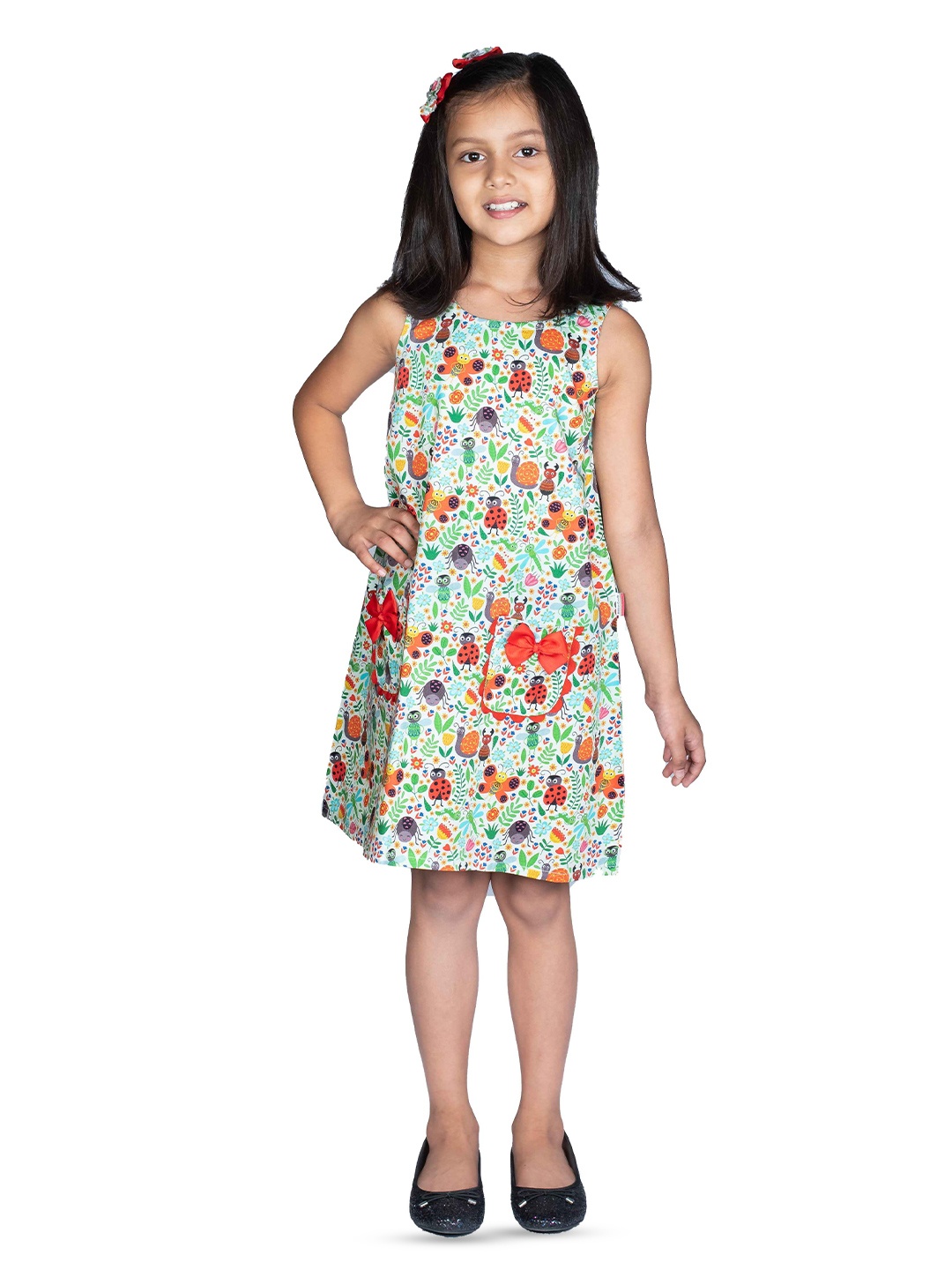 Ribbon Candy Kid Girls Floral Cotton A-Line Dress with A Pair of Tic Tac Hair Pins, Green
Ribbon Candy Kid Girls Floral Cotton A-Line Dress with A Pair of Tic Tac Hair Pins, Green