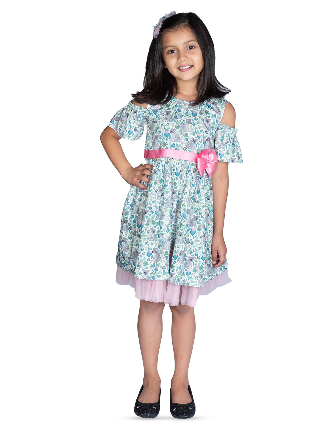 Ribbon Candy Kid Girls Printed Cotton Fit & Flare Dress with A Pair of Tic Tac Hair Pins, Grey
Ribbon Candy Kid Girls Printed Cotton Fit & Flare Dress with A Pair of Tic Tac Hair Pins, Grey