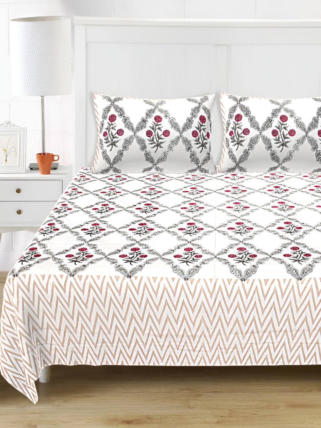 SARYU HOMES WhiteEthnic Motifs 210 TC Pure Cotton King Bedsheet with 2 Pillow Covers, White
SARYU HOMES WhiteEthnic Motifs 210 TC Pure Cotton King Bedsheet with 2 Pillow Covers, White