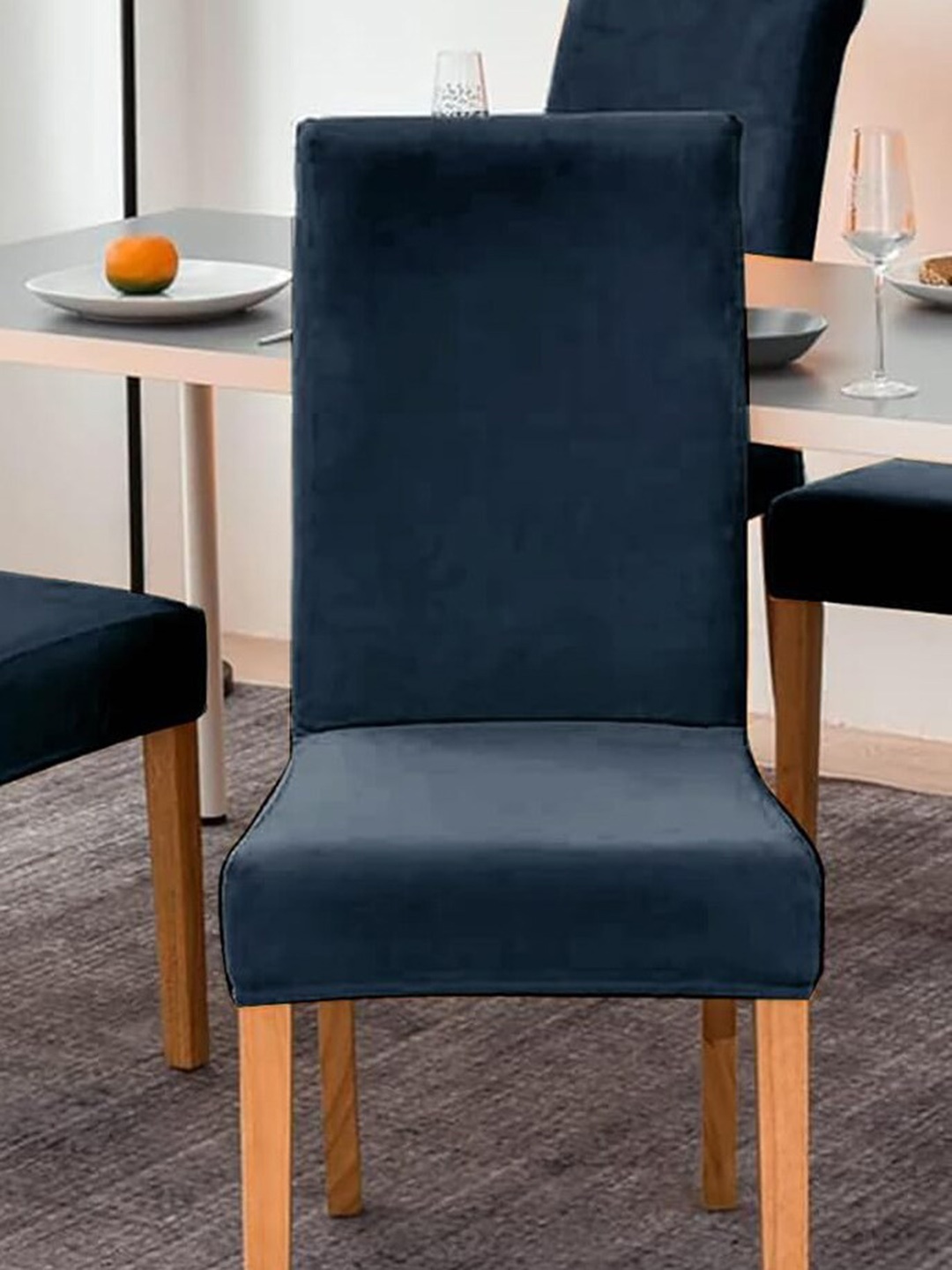 HOUSE OF QUIRK 6 Pieces Navy Blue Velvet Stretchable & Removable Dining Table Chair Covers
HOUSE OF QUIRK 6 Pieces Navy Blue Velvet Stretchable & Removable Dining Table Chair Covers